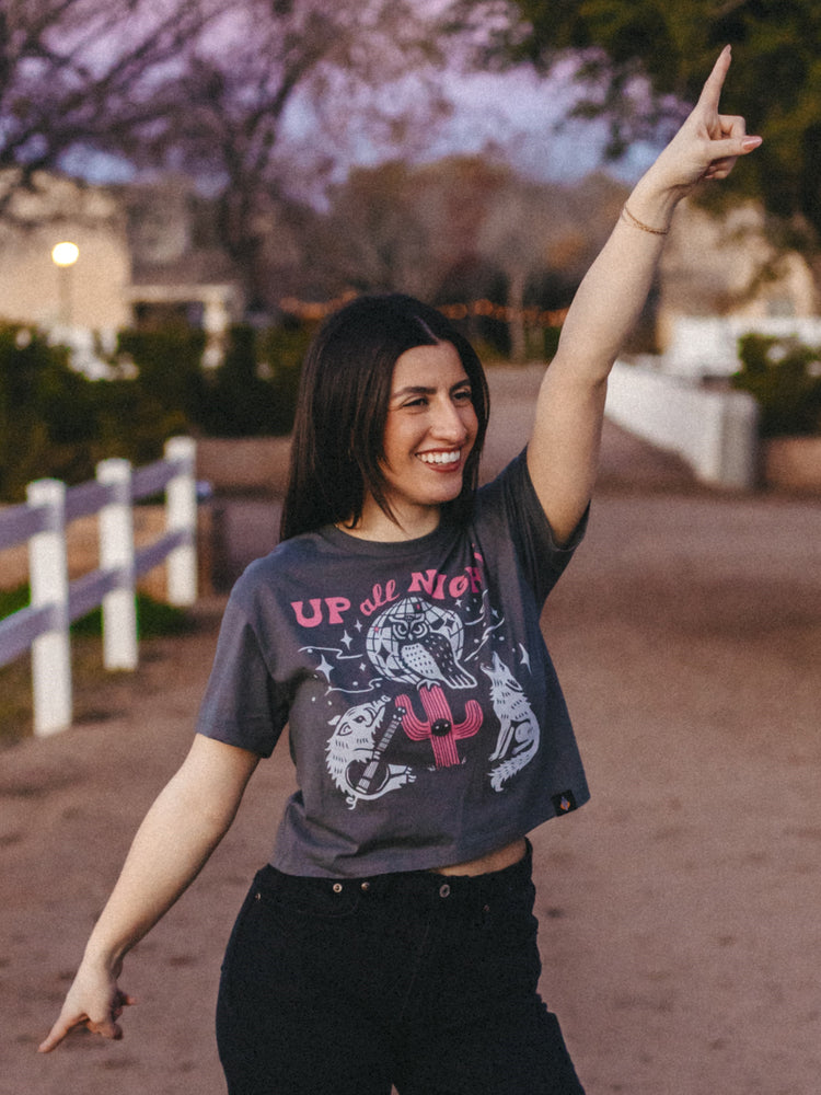 Up All Night Ladies Crop Tee - Iconic Arizona