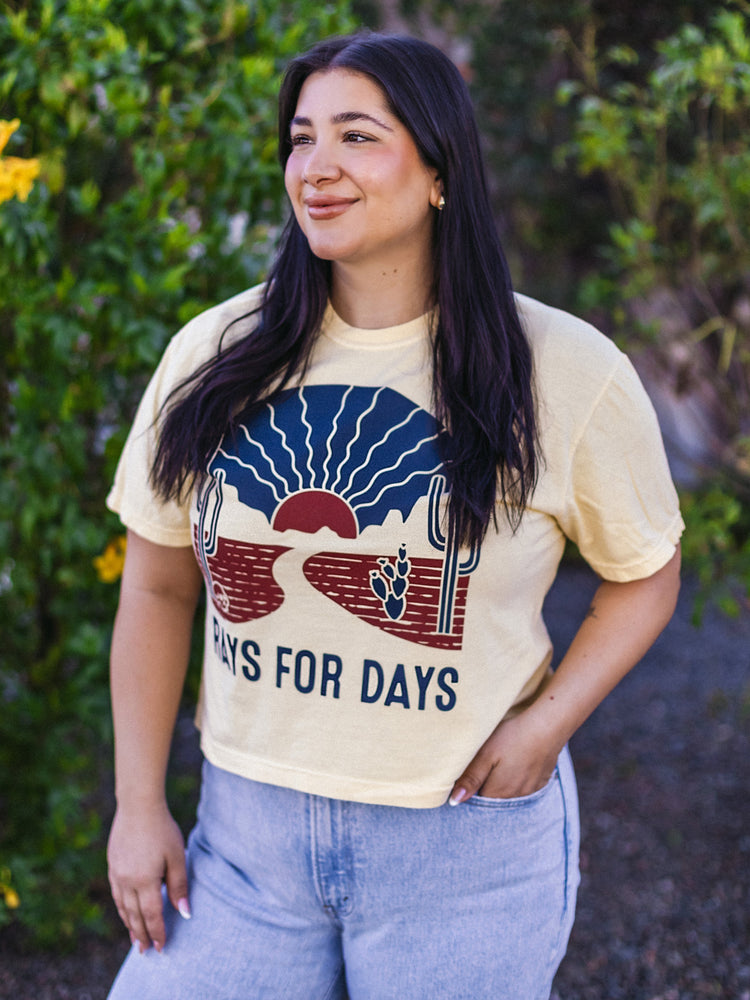 Wavy Rays for Days Ladies Boxy Crop Tee - Iconic Arizona