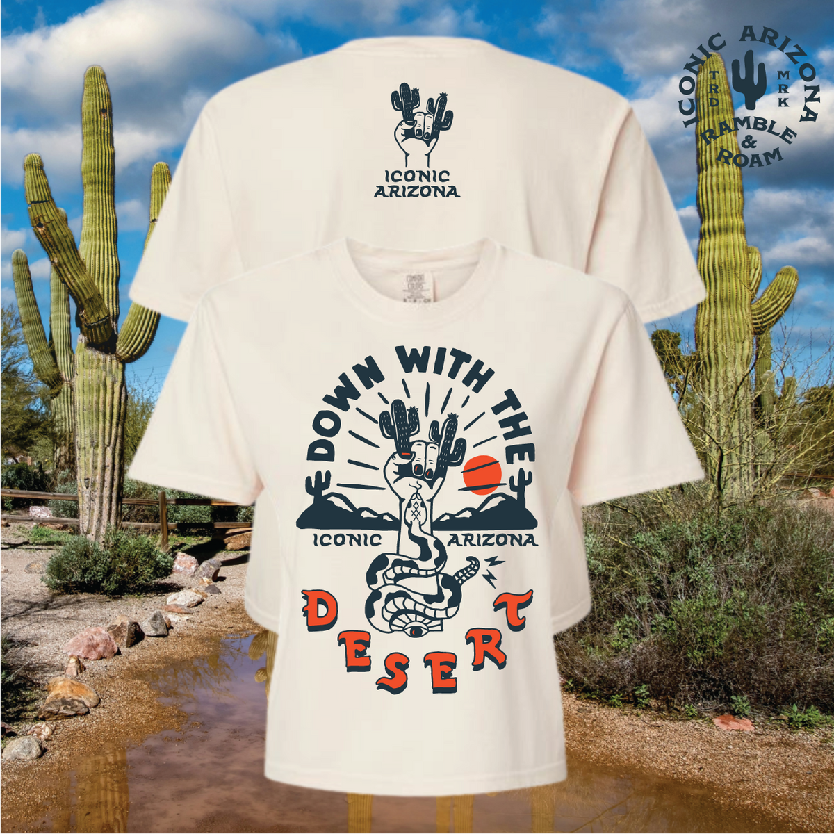 Down With the Desert Ladies Boxy Crop Tee - Iconic Arizona