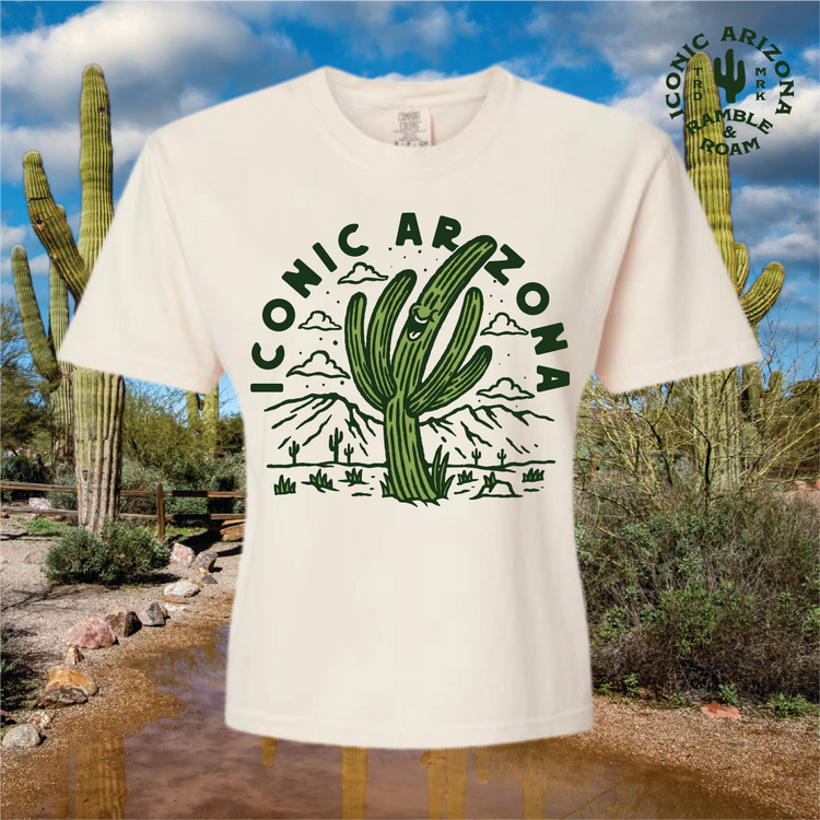 Rise and Shine Ladies Boxy Crop Tee - Iconic Arizona
