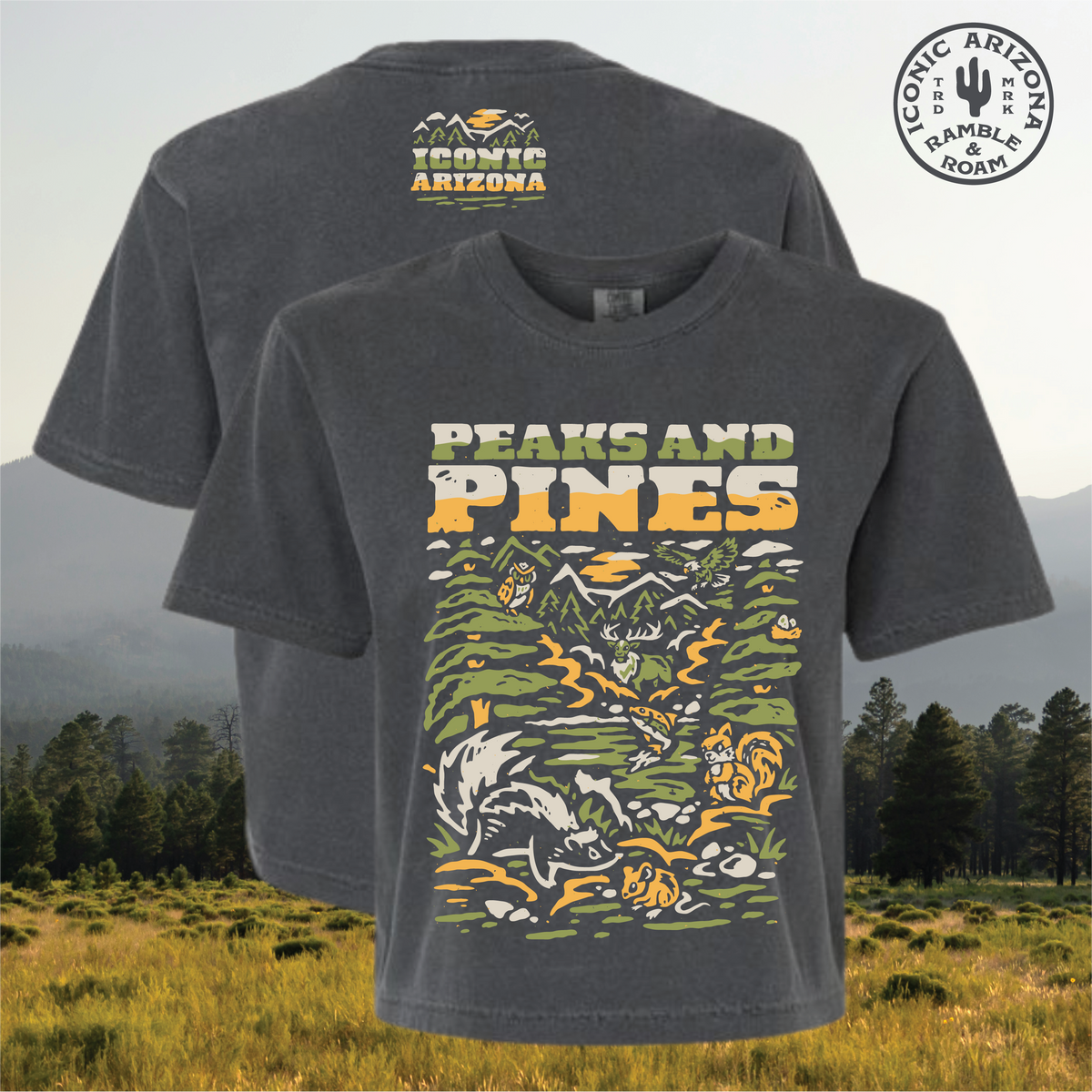 Peaks and Pines Ladies Boxy Crop - Iconic Arizona