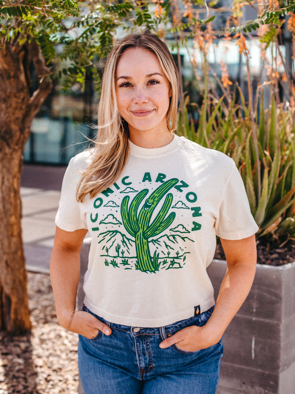 Rise and Shine Ladies Boxy Crop Tee - Iconic Arizona