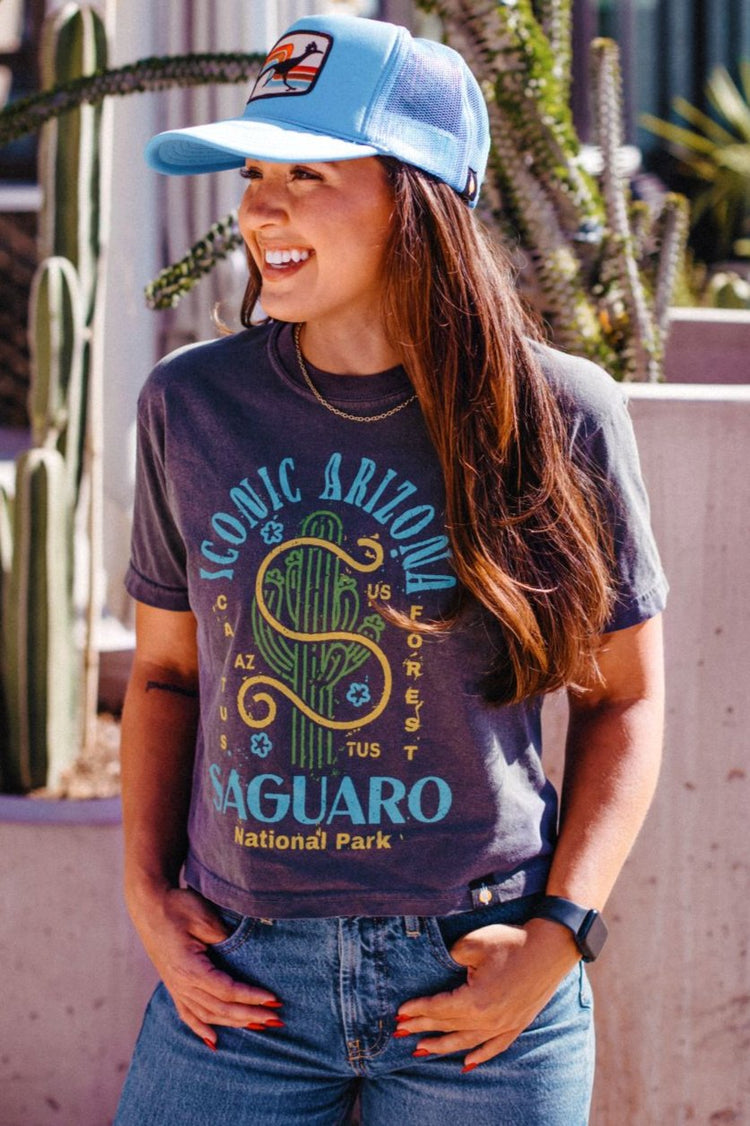 Big "S" Saguaro NP Ladies Boxy Crop - Iconic Arizona