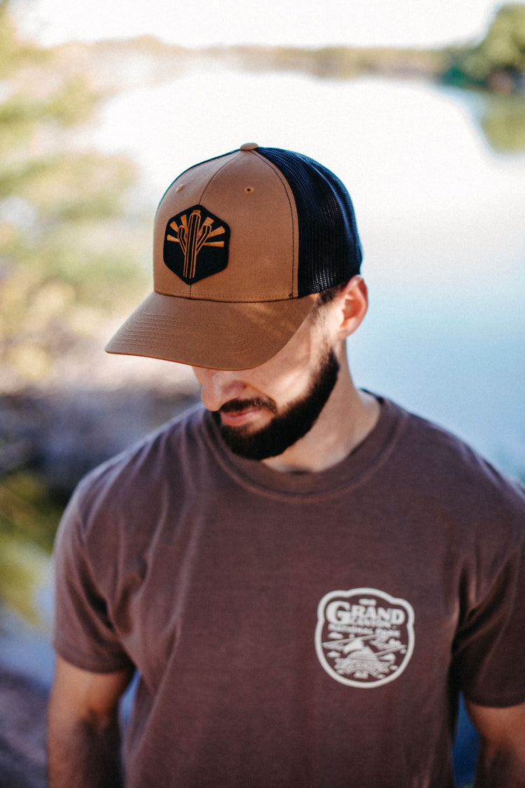 Copper Sentinel Curved Trucker - Carmel/Black - Iconic Arizona