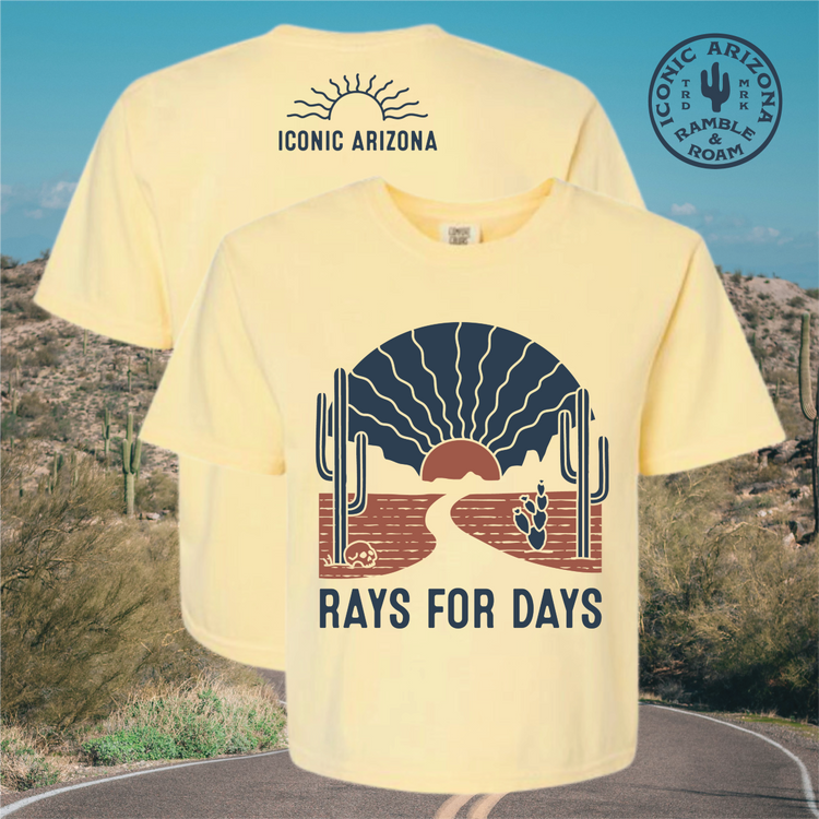 Wavy Rays for Days Ladies Boxy Crop Tee - Iconic Arizona