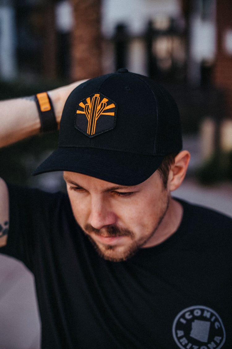 Copper Sentinel Curved Trucker - Black - Iconic Arizona